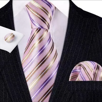 Premium Quality Jaquard Men Ties Pocket Square Tie Clips Cufflinks 5 Piece Sets • £24.99