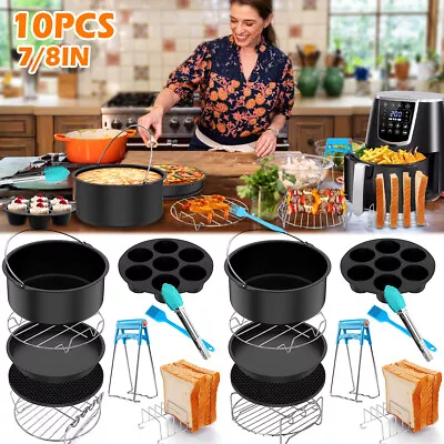 10 Pcs Air Fryer Accessories Set With Cake Basket Pizza Pan Stainless WaSxl • $38.99