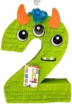 20  Green Number Two Monster Pinata Monster Theme Party Decoration Monster Bash • $43.99