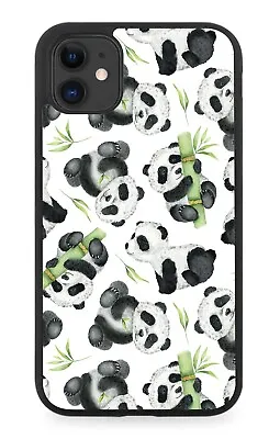 Pandas Rubber Phone Case Panda Bears Animal Black And White Green Bamboo BE65 • £15.90