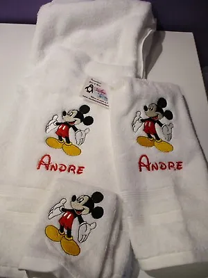 Mickey Mouse Tada Personalized 3 Piece Bath Towel Set Your Color Choice  • $28