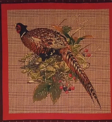 Vintage 70s Pheasant Fabric Pillow Panel 1 Panel Rustic Woods Cabin Houndstooth • $3.25