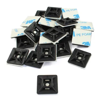 Self Adhesive Or Screw Cable Tie (3.6mm) Mounts Clips For Cable Wire *Pack 50* • £3.45