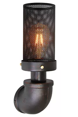 Vintage Industrial Water Pipe Wall Light Metal Mesh Rustic Copper Lantern H3002 • £19.99