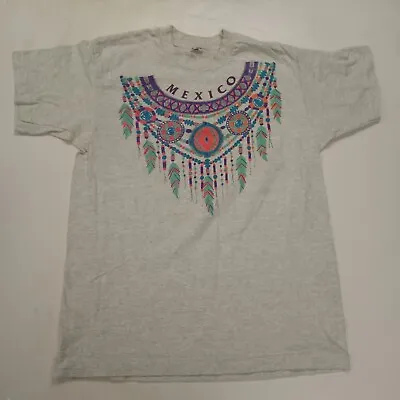 Fruit Of The Loom Large T-Shirt Gray Mexico Feathers Beads Read Description  • $7.99