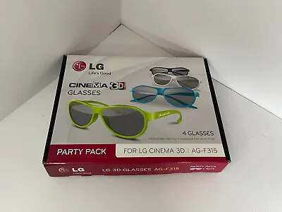 LG Cinema 3D Glasses Party Pack 4 Coloured Pairs (AG-F315) Boxed • £8.49