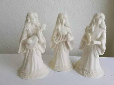 3 Ceramic Bells - Angels Music Players Harp Mandolin Harmonica Christmas  • $8