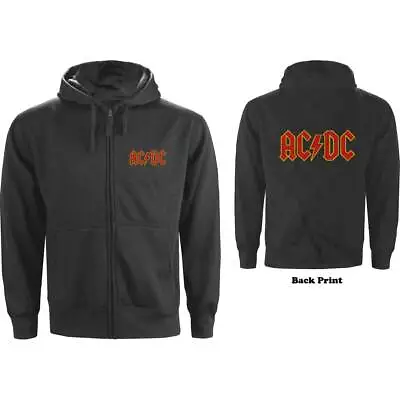 AC/DC Unisex Zipped Hoodie: Logo (Back Print) OFFICIAL NEW  • £43.73