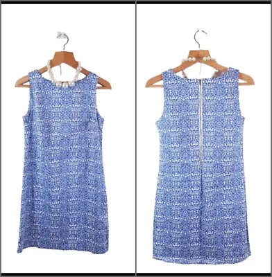 Okeysi Collection Womens Sleeveless Blue/White Zip Up Dress Size L • £14.95