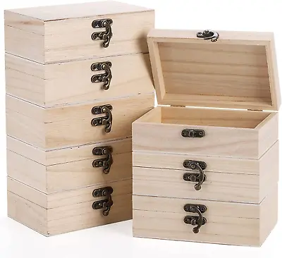 8 Pack Unfinished Wooden Boxes For Crafts 6X4X2 Inch Small Keepsakes Box  • $28.47