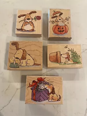 #52S Penny Black Puppy Dog Present Rose Pumpkin Dog Dish Rubber Stamps Lot Of 5 • $56