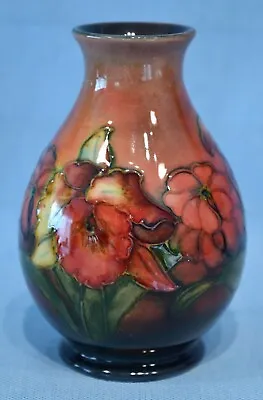 Scarce Perfect Moorcroft Rich Flambe 4.5” Orchids Baluster Shape Vase C. 1940's • $255