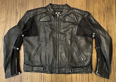 XElement Motorcycle Jacket W/Zip Liner Black Heavy Duty 100% Leather - Size 3XL • $150