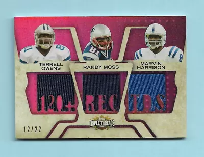 2008 Topps Triple Threads Combos RELIC Card! Owens-Moss-Harrison! SP# 12/22! • $45