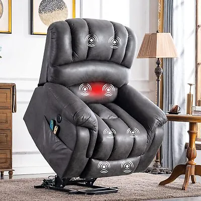 Oversized Electric Power Lift Recliner Chair Wide Recliners For Big Tall Gray • $499.99