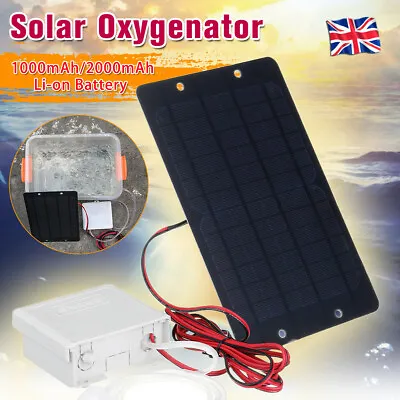 £14.06 • Buy Solar Powered Oxygenator Pond Portable Water Oxygen Pump Air Stone Aerator Tank