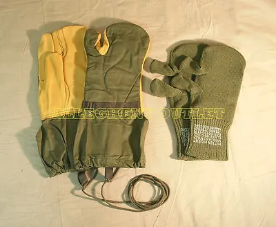 US Military TRIGGER FINGER MITTEN GLOVES W/ LINER INSERT LANYARD MEDIUM MINT • $24.90