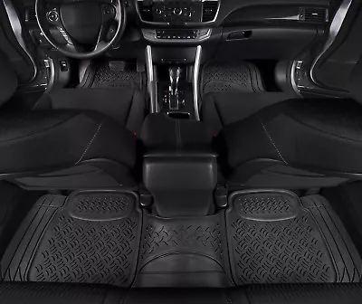 All Weather Car Floor Mats 3 PCS Heavy Duty Rubber Liners Black Semi Custom Fit • $39.99