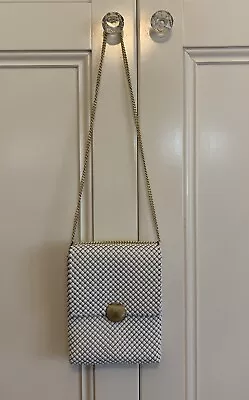 Beautiful Vintage OROTON Cream Mesh Handbag Rectangular Gold Chain Strap • $125