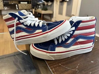 Vans Mens Red White Blue USA Flag S507452 Mens Sz 5.5 Women Sz 7 • $32