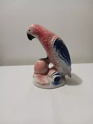 Vintage Ceramic Brazilian Parrot Parakeet Bird Blue And Pink Figurine  • $15