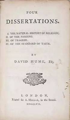 David Hume / Four Dissertations I The Natural History Of Religion II 1st Ed 1757 • $1500