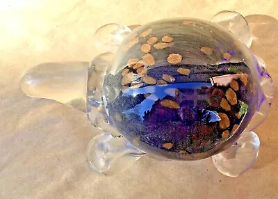 Italian Murano Glass Turtle Gold Inclusions Paperweight • $19.99