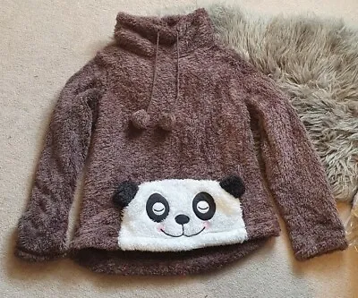 George Brown Fluffy Panda Nightwear Pullover Jumper With Front Pocket Size 12  • £12