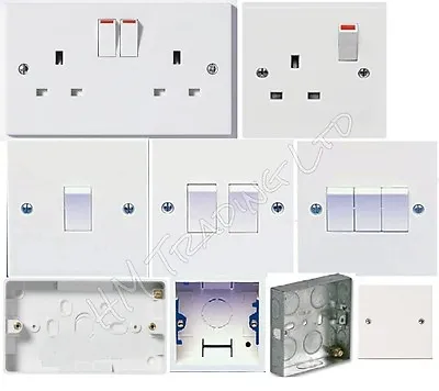 £2.49 • Buy Switched Plug Sockets White Plastic UK Light Electrical Wall Socket 13 Amp 