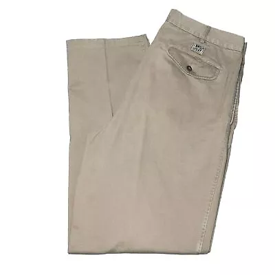 Gant Beige Chino Pant Trousers Men Size W36 L32 Straight Wide Leg Cotton Zip Fly • $22.37