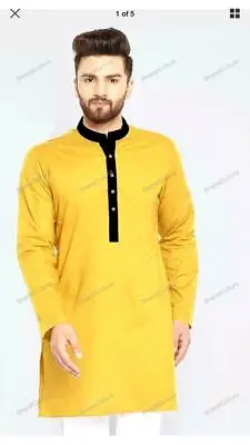 Mens Kurta Gents Kurta Designer Indian Wedding Formal Dress Clothing Cotton • £19.24