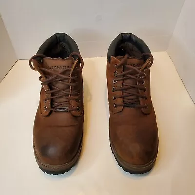 Sketchers Waterproof Brown Leather Memory Foam Waterproof Boots SN4442 Size 10.5 • $29.71