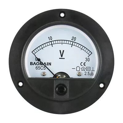 Baomain DC 30V Round Voltmeter Voltage Meter 65C5 Gauge Analog Panel Class 2.... • $15.01