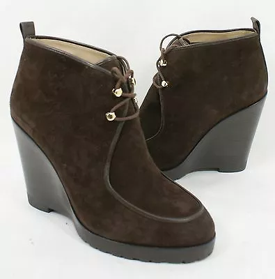 $600 Michael Kors Collection Beth Wedge Booties Boot Rich Suede Brown 37.5 (Z1) • $180