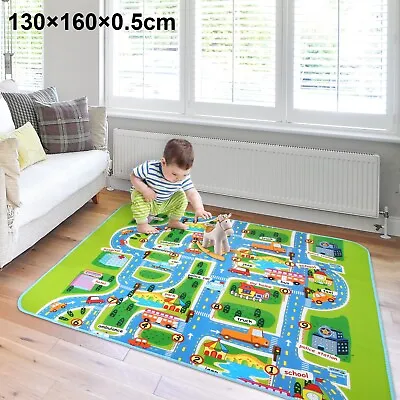 Road Map Kids Play Baby Mat Race Car Rug Runner Nursery Home 130x160cm • £14.79