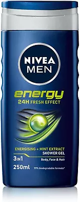 Nivea Men Energy Shower Gel 250 Ml - Pack Of 6 Energising Body Wash  • £8.97