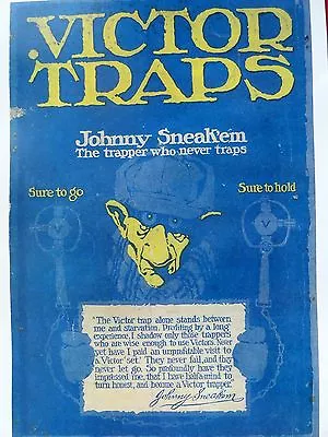 Victor Traps Poster Advertising Trapping Oneida N.Y.  Johnny Sneakum    • $7.50