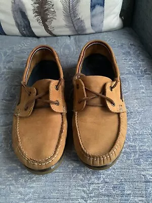 Mens M&S Tan Leather Moccasin Shoes Size UK 7.5 • £12.99