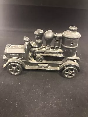 Vintage Cast Iron Black Fire Pump Wagon Engine Truck Metal Toy • $49.99