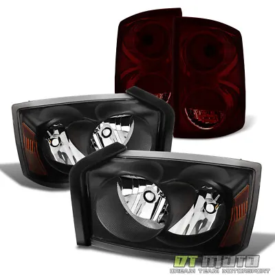 2005 2006 2007 Dodge Dakota Black Headlights+Red Smoke Tail Lights Brake Lamps • $178.99