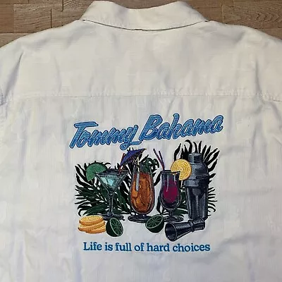 Tommy Bahama Mens XL Silk Camp Shirt Life Is Full Of Hard Choices Short Sleeve  • $75