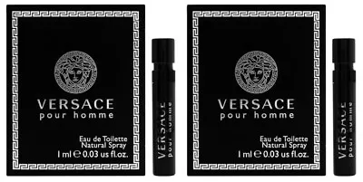 2 Vial VERSACE POUR HOMME Cologne 0.03 Oz 1 Ml Eau De Toilette Spray NEW ON CARD • $7.89