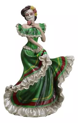 Dias De Muertos Day Of The Dead Traditional Green Gown Dancer Statue Sugar Skull • $31.99