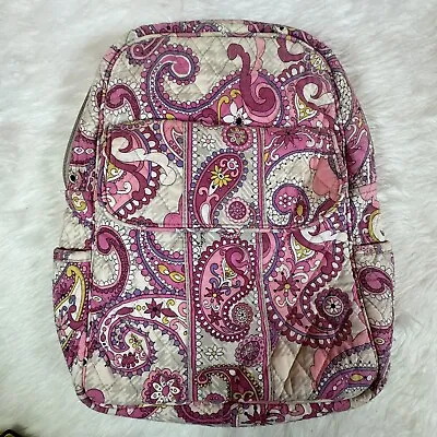 Vera Bradley Paisley Meets Plaid Backpack Small 12  Tall Cotton Quilted Purse • $19.98