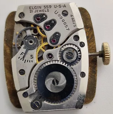 Vintage Lord Elgin Cal. 559 21 Jewel Watch Movement Runs For Repair  • $32