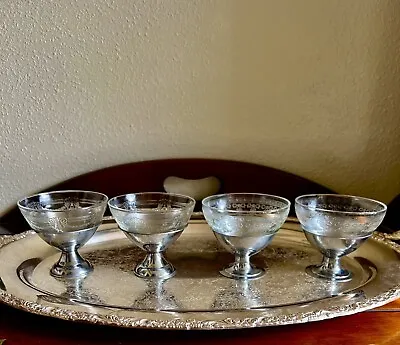 Vintage Cocktail Glasses 1930's Sherbets Etched Coupes Champagne Barware Set~4 • $33.99