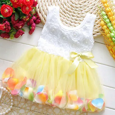Infant Newborn Baby Lace Flower Girls Tutu Tulle Party Princess Wedding Dresses • £3.89