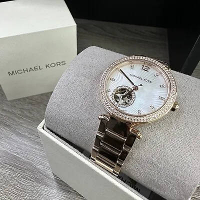 AUTOMATIC✅ Michael Kors Parker Automatic Skeleton Stainless Steel Watch $395 • $149.99