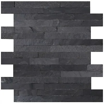£1.49 • Buy Sample Of Black Natural REAL Slate 3D Split Face Wall Cladding Tiles