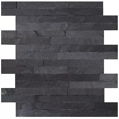 £1.49 • Buy Sample Of Black REAL Slate 3D Split Face Wall Cladding Tiles & Stacked Stone